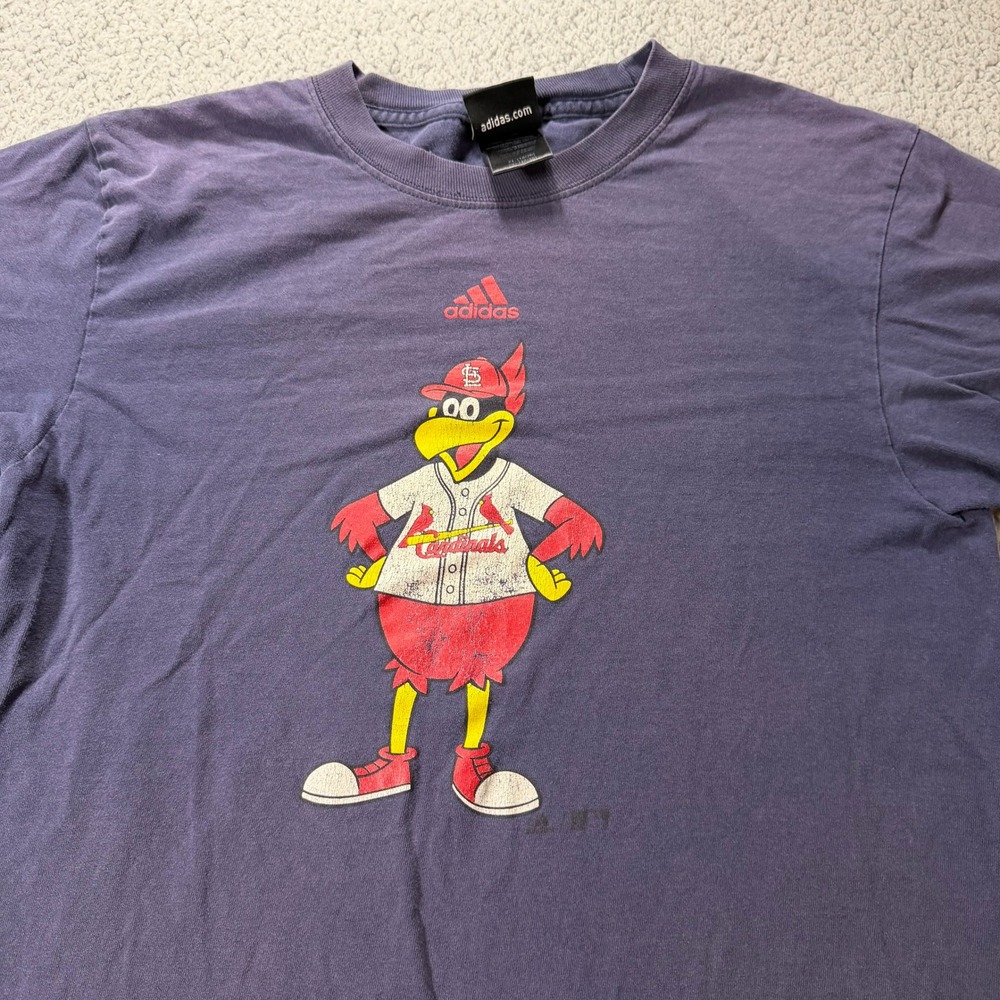 Adidas St Louis Cardinals Fredbird Mascot Graphic T-Shirt Navy Blue Youth XL